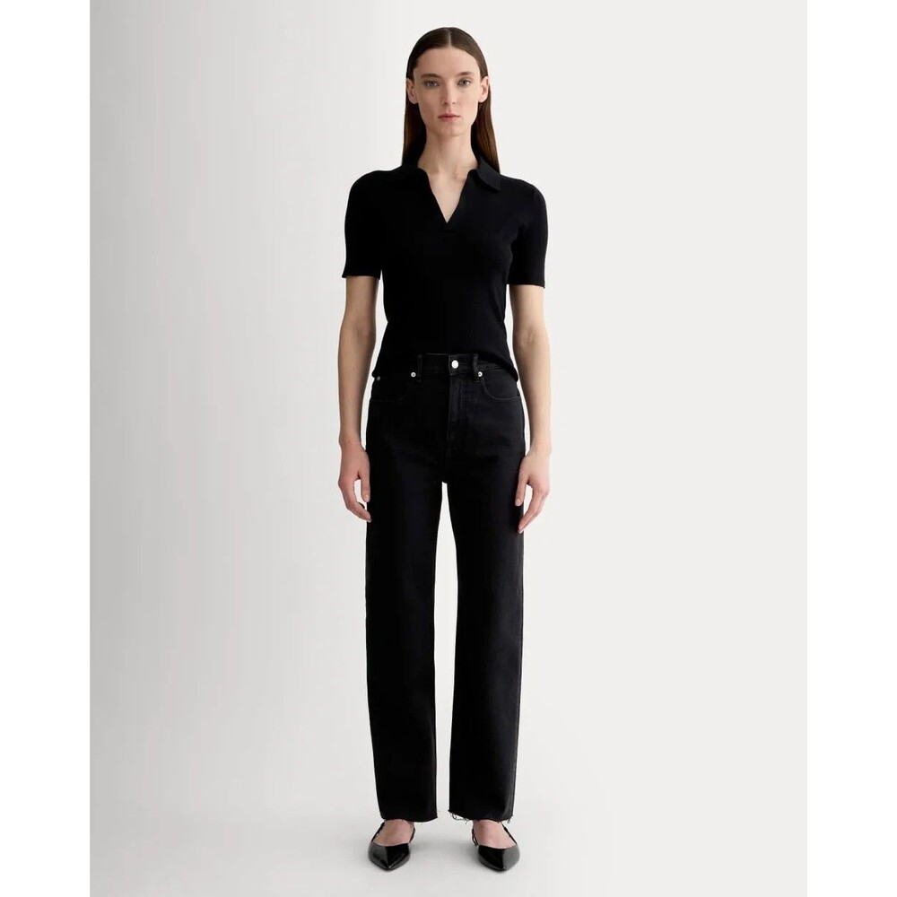 EVERLANE The Way High Jean 30R Black Coal High Rise Straight Raw Hem NEW B11